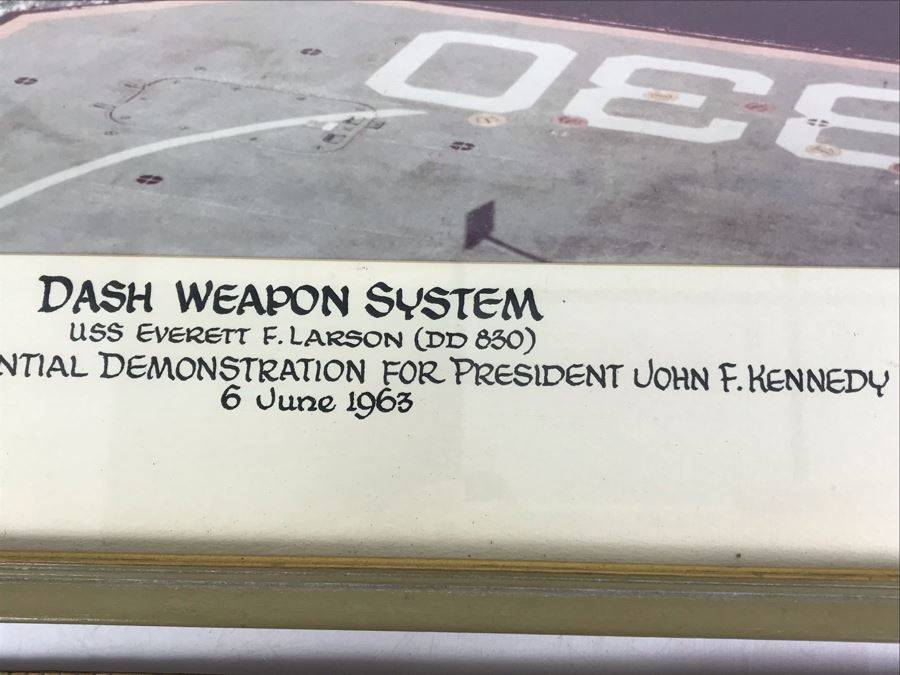 Photograph Of DASH Weapon System On USS Everett F. Larson (DD 830) First Presidential Demonstration For President John F. Kennedy 6th June 1963 (About 6 Months Before Assasination) Early Remote Controlled Drone To Drop Torpedoes On Submarines [Photo 4]