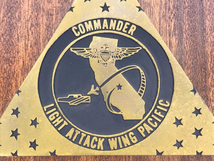 Plaque With Various Pins Presented To RADM William H. Harris Commander Light Attack Wing Pacific Fleet USN June 75 - August 76 14'H - See Photos [Photo 5]