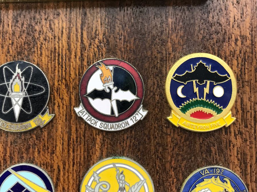 Plaque With Various Pins Presented To RADM William H. Harris Commander Light Attack Wing Pacific Fleet USN June 75 - August 76 14'H - See Photos [Photo 11]