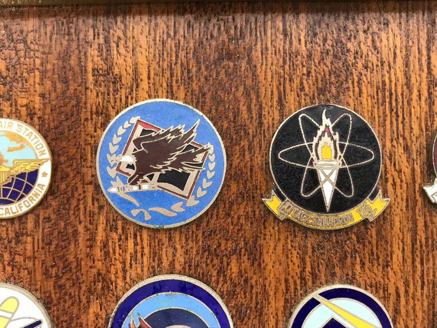 Plaque With Various Pins Presented To RADM William H. Harris Commander Light Attack Wing Pacific Fleet USN June 75 - August 76 14'H - See Photos [Photo 10]