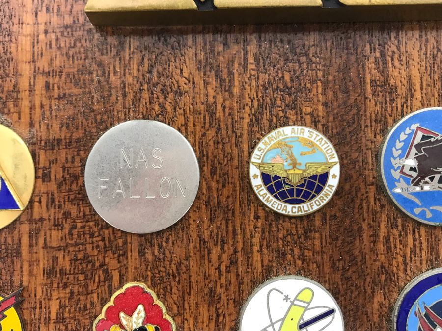 Plaque With Various Pins Presented To RADM William H. Harris Commander Light Attack Wing Pacific Fleet USN June 75 - August 76 14'H - See Photos [Photo 9]