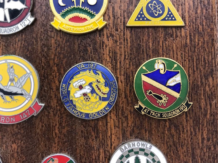 Plaque With Various Pins Presented To RADM William H. Harris Commander Light Attack Wing Pacific Fleet USN June 75 - August 76 14'H - See Photos [Photo 13]