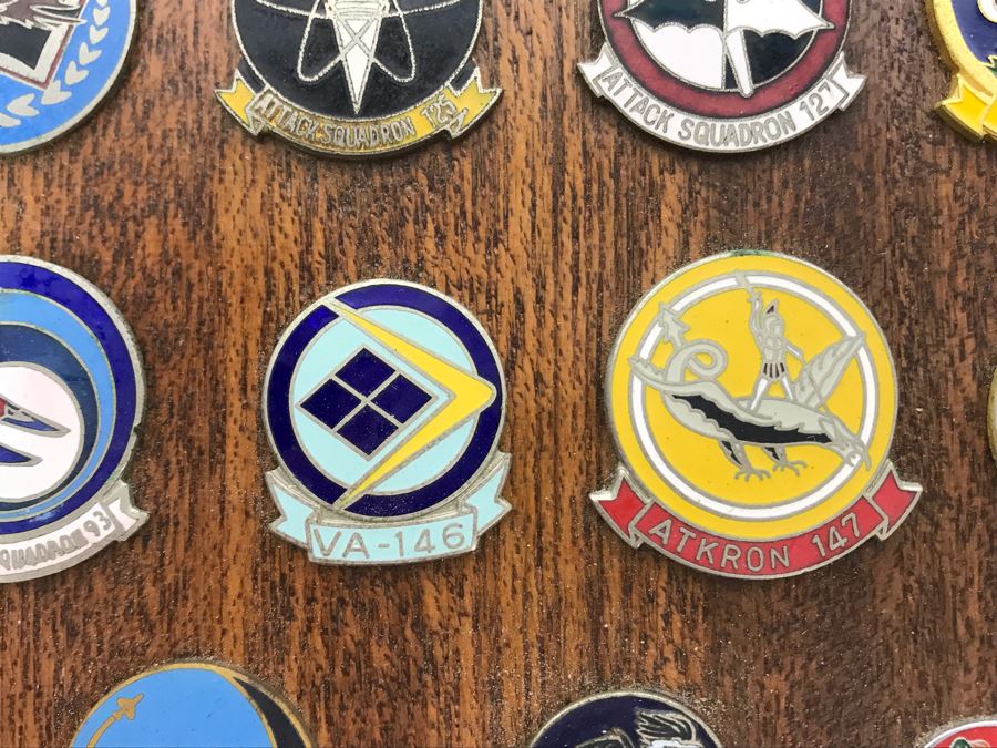 Plaque With Various Pins Presented To RADM William H. Harris Commander Light Attack Wing Pacific Fleet USN June 75 - August 76 14'H - See Photos [Photo 14]