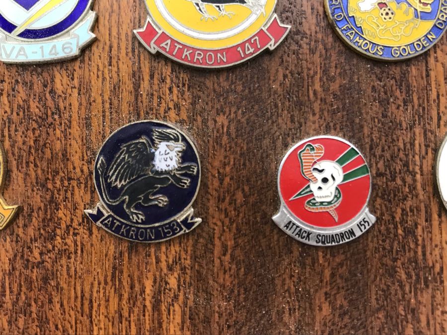 Plaque With Various Pins Presented To RADM William H. Harris Commander Light Attack Wing Pacific Fleet USN June 75 - August 76 14'H - See Photos [Photo 19]