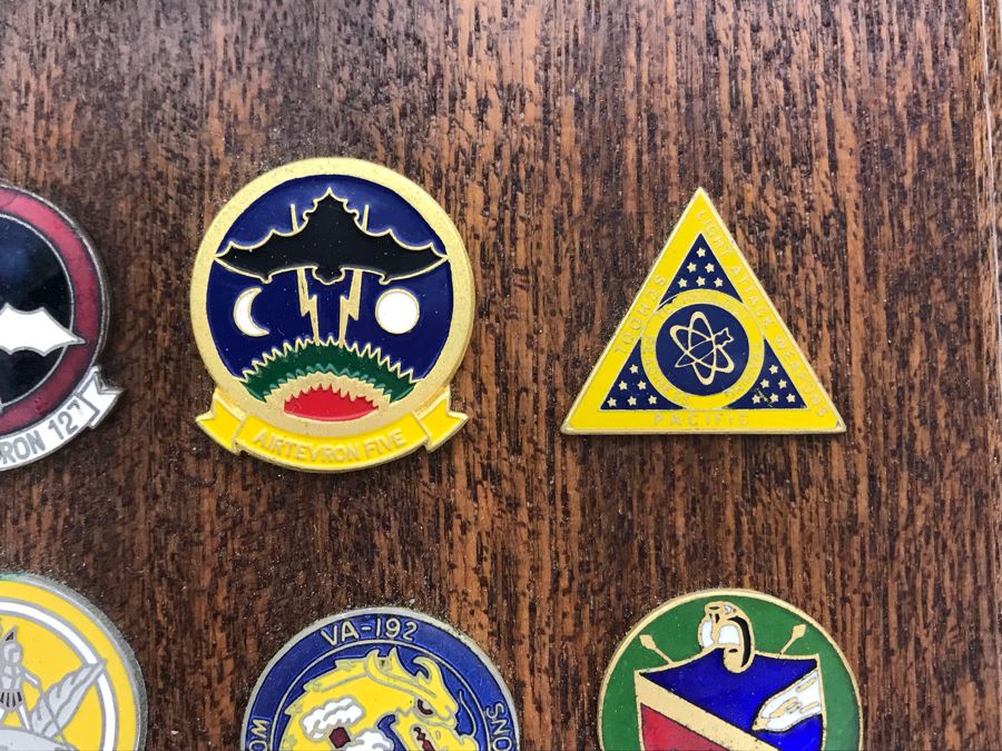 Plaque With Various Pins Presented To RADM William H. Harris Commander Light Attack Wing Pacific Fleet USN June 75 - August 76 14'H - See Photos [Photo 12]