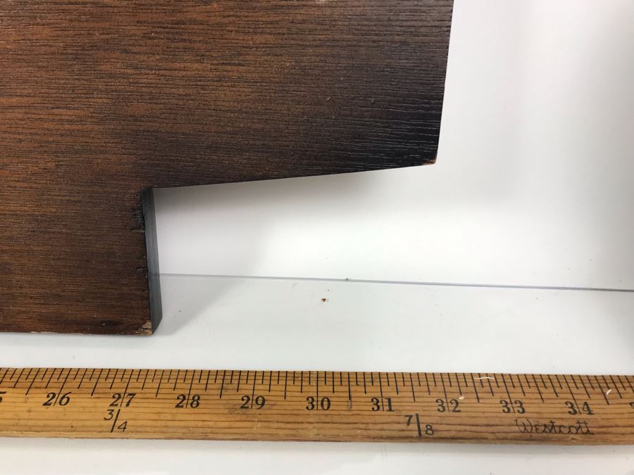 Large Relief Brass Plaque On Wood Cut In Form Of CVA-43 Coral Sea Presented To Captain W. H. Harris Commanding Officer 7 Sept 71 - 2 Nov 72 From Air Dept Officers [Photo 12]