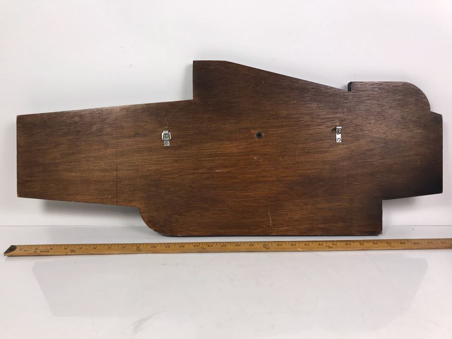 Large Relief Brass Plaque On Wood Cut In Form Of CVA-43 Coral Sea Presented To Captain W. H. Harris Commanding Officer 7 Sept 71 - 2 Nov 72 From Air Dept Officers [Photo 11]