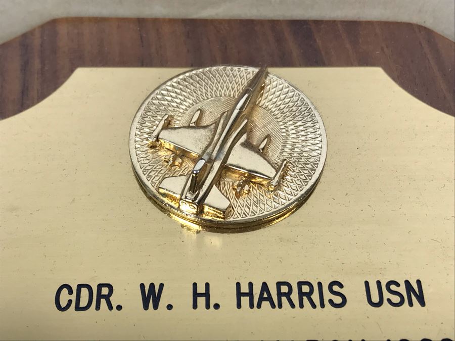 Plaque Presented To CDR. W. H. Harris USN Checkout 17 March 1966 F-5 NAS-MIRAMAR NORTHROP NORAIR (William Harris Was Later Involved In Putting Together Famous TOPGUN Fighter Pilot School At NAS Miramar, San Diego) [Photo 4]