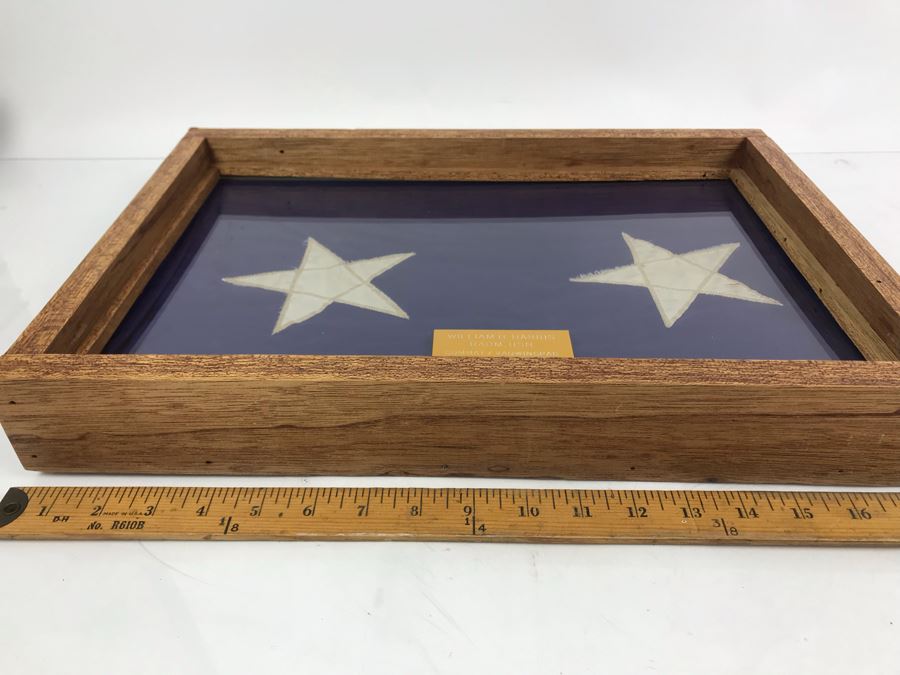 Framed Two-Star Flag Presented To William H. Harris RADM, USN COMMAT / VAQWINGPAC Signal Gang (CV-43) USS Coral Sea [Photo 6]