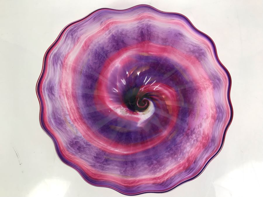 Vintage Signed Art Glass In Manner Of Dale Chihuly Wall Mountable 13' [Photo 2]