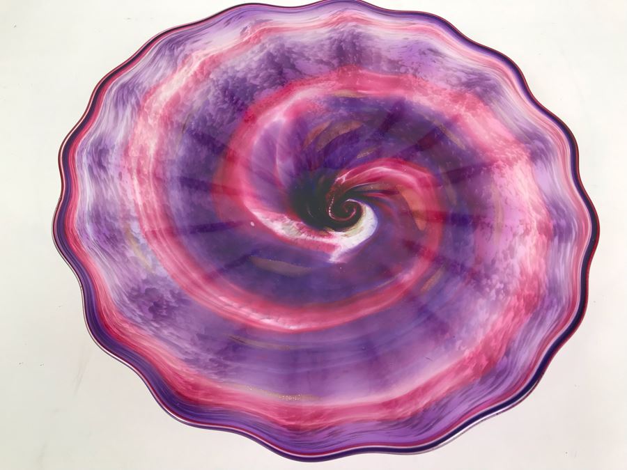 Vintage Signed Art Glass In Manner Of Dale Chihuly Wall Mountable 13' [Photo 3]