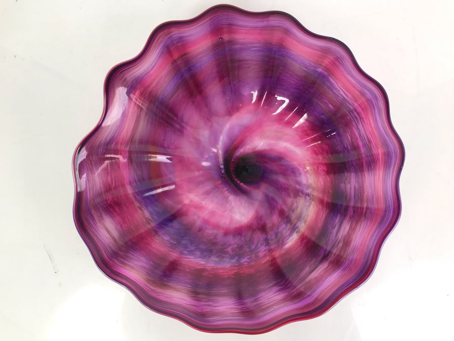 Vintage Signed Art Glass In Manner Of Dale Chihuly Wall Mountable 13' [Photo 1]