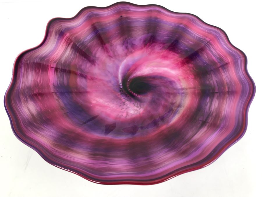 Vintage Signed Art Glass In Manner Of Dale Chihuly Wall Mountable 13' [Photo 4]