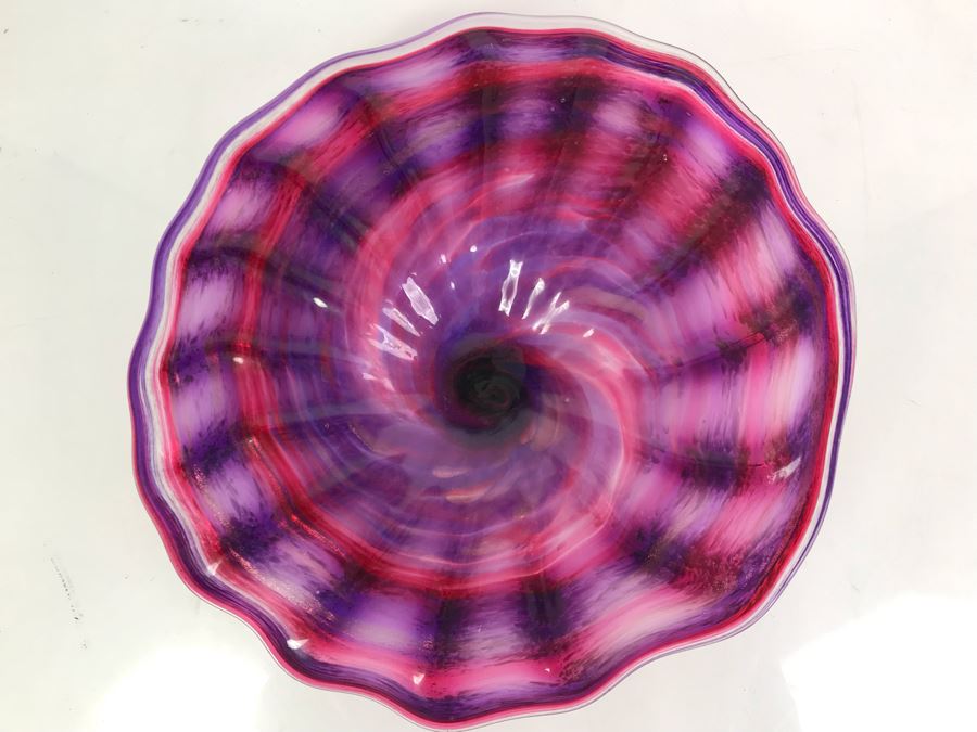 Vintage Signed Art Glass In Manner Of Dale Chihuly Wall Mountable 14'