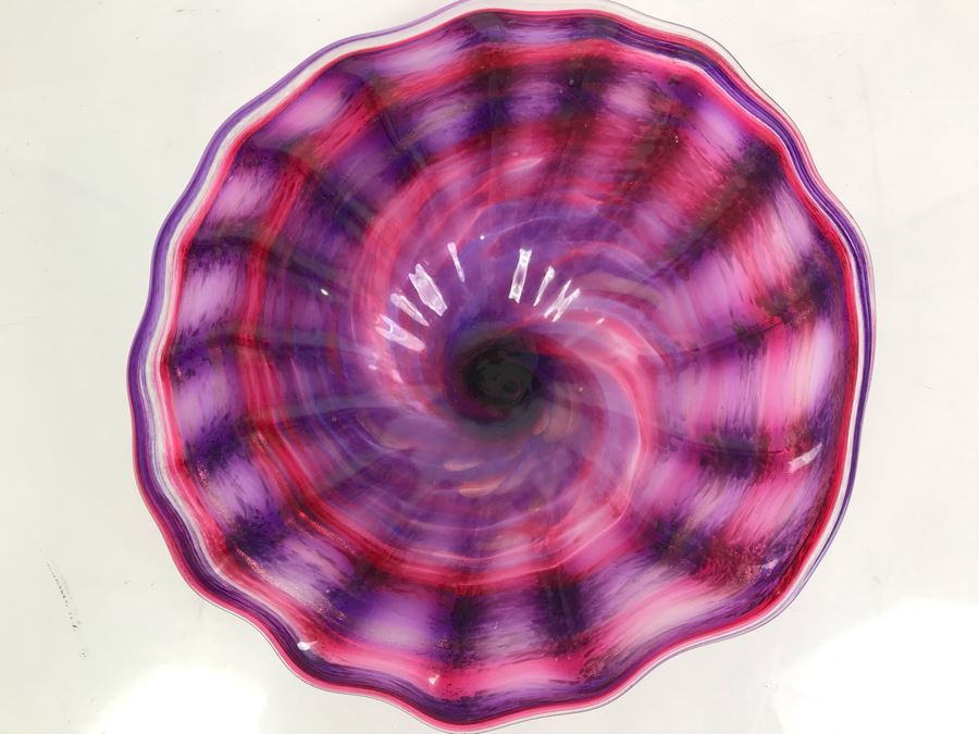 Vintage Signed Art Glass In Manner Of Dale Chihuly Wall Mountable 14' [Photo 3]