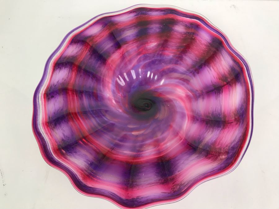 Vintage Signed Art Glass In Manner Of Dale Chihuly Wall Mountable 14' [Photo 2]