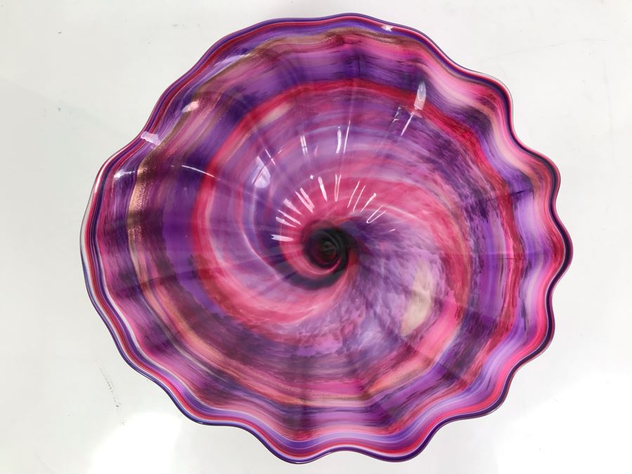 Vintage Signed Art Glass In Manner Of Dale Chihuly Wall Mountable 14'