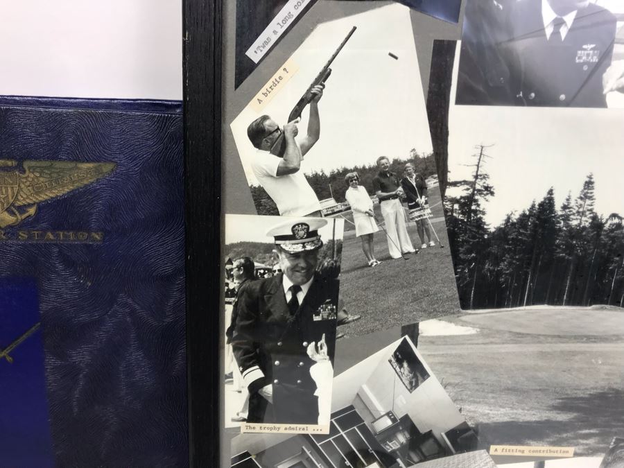 Framed Photos Of William 'Bill' H. Harris, RADM, USN (Ret.), Brass Bell, USN Naval Air Station Corpus Christi Scrap Book (Empty) And Vintage Gunslick Patches [Photo 12]