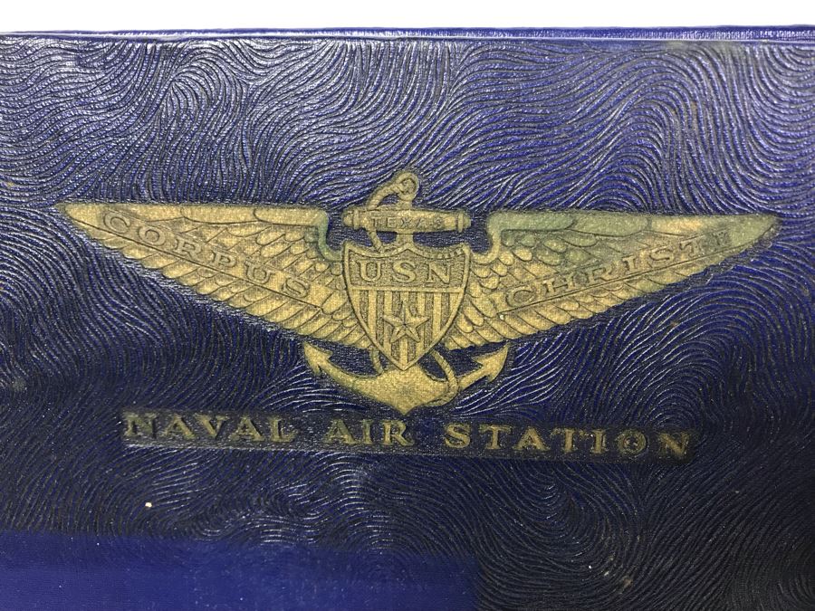 Framed Photos Of William 'Bill' H. Harris, RADM, USN (Ret.), Brass Bell, USN Naval Air Station Corpus Christi Scrap Book (Empty) And Vintage Gunslick Patches [Photo 3]