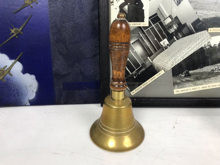 Framed Photos Of William 'Bill' H. Harris, RADM, USN (Ret.), Brass Bell, USN Naval Air Station Corpus Christi Scrap Book (Empty) And Vintage Gunslick Patches [Photo 4]