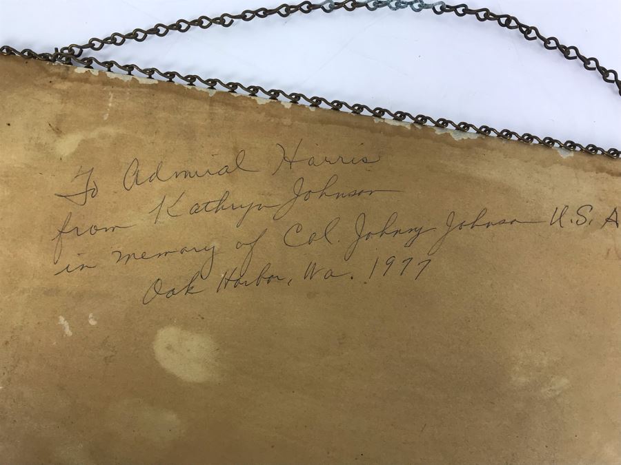 Vintage Print Of U.S. Naval Battleship 'Maine' With Metal Chain Frame (Print By Frederick Nelson Atwood) [Photo 8]