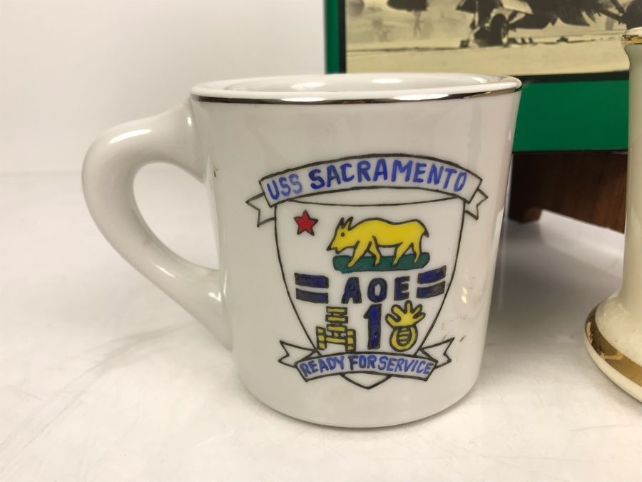USS Sacramento AOE-1 Coffee Cup, Attack Squadron 125 Coffee Cup Personalized To Bill Harris And Book The Naval Air War In Vietnam 3rd Printing [Photo 2]