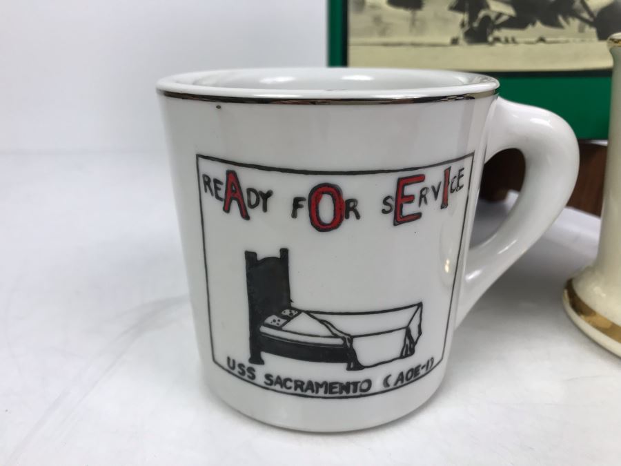 USS Sacramento AOE-1 Coffee Cup, Attack Squadron 125 Coffee Cup Personalized To Bill Harris And Book The Naval Air War In Vietnam 3rd Printing [Photo 4]