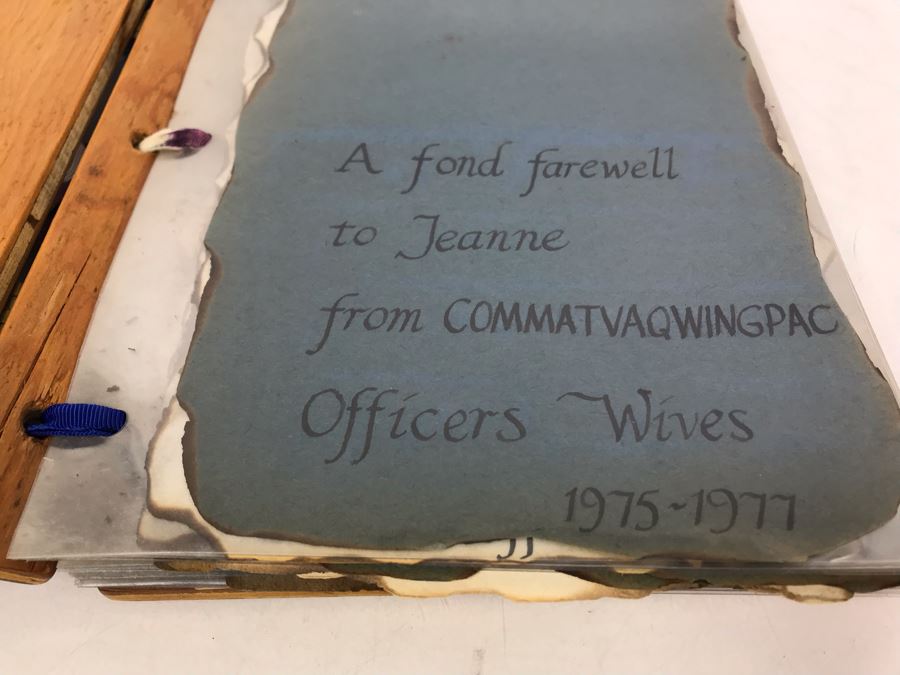COMMATVAQWINGPAC Officers Wives 1975-1977 Island Cuisine Cookbook With Wooden Binding - See Photos [Photo 3]