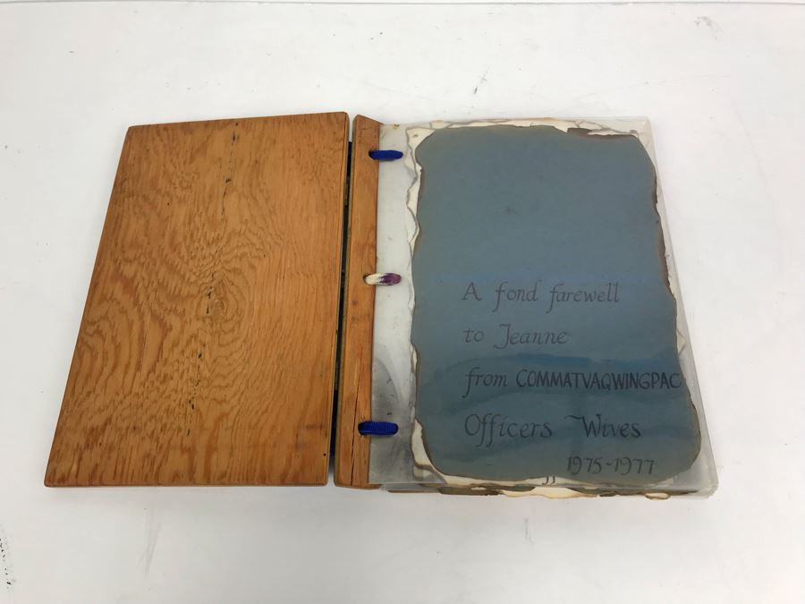 COMMATVAQWINGPAC Officers Wives 1975-1977 Island Cuisine Cookbook With Wooden Binding - See Photos [Photo 2]