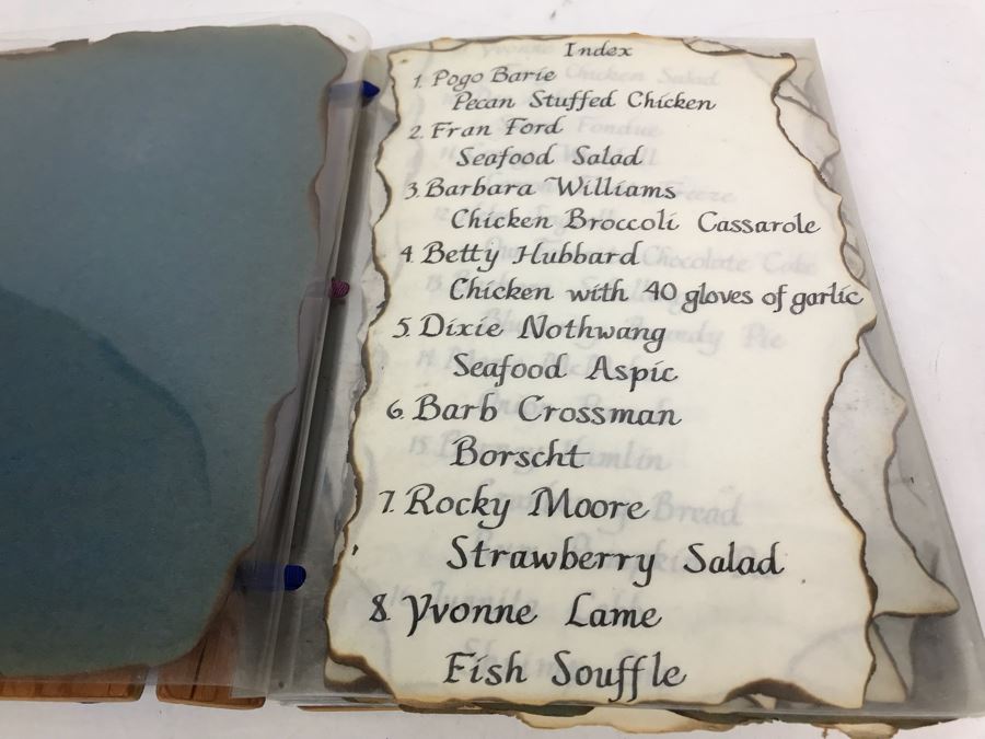 COMMATVAQWINGPAC Officers Wives 1975-1977 Island Cuisine Cookbook With Wooden Binding - See Photos [Photo 4]