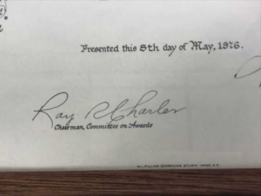 Photograph Of Strike Fighter Squadron 146 VA-146 And Navy League Of The United States Certificate Of Appreciation Oak Harbor Area Council Awarded To Rear Admiral William H. Harris, USN 1976 [Photo 9]