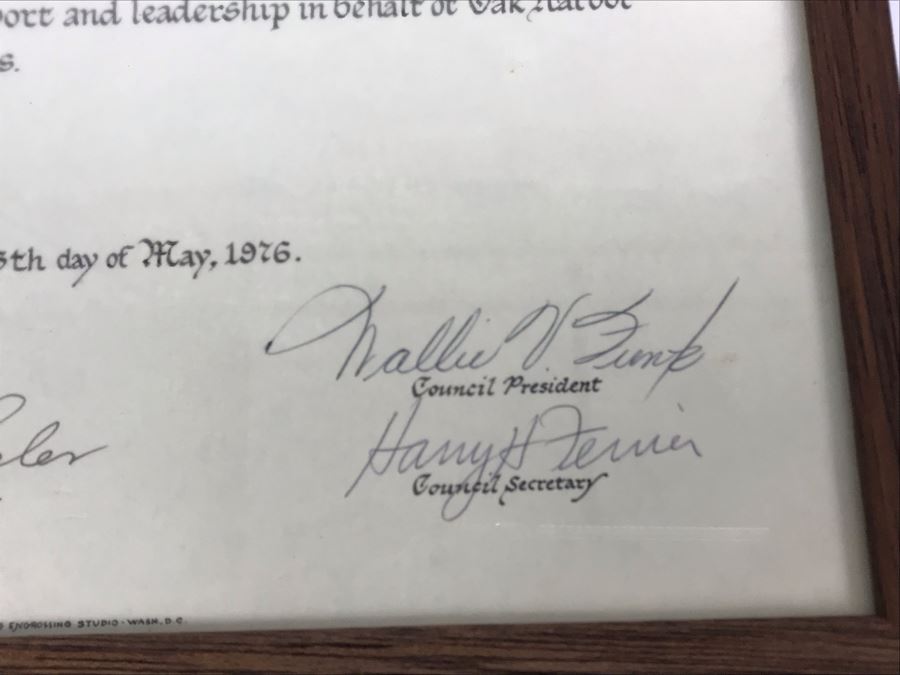Photograph Of Strike Fighter Squadron 146 VA-146 And Navy League Of The United States Certificate Of Appreciation Oak Harbor Area Council Awarded To Rear Admiral William H. Harris, USN 1976 [Photo 10]