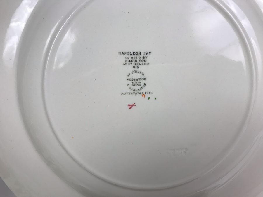 Napoleon Ivy Wedgwood Plates: (2) 10.5' And (4) 10' Plates (Replacements Value $350) From William 'Bill' H. Harris, RADM, USN (Ret.) [Photo 6]
