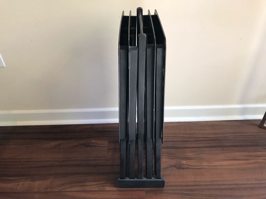 Set Of (4) Vintage Hostette Tables Genuine Woodcraft With Storage Caddy Folding [Photo 5]