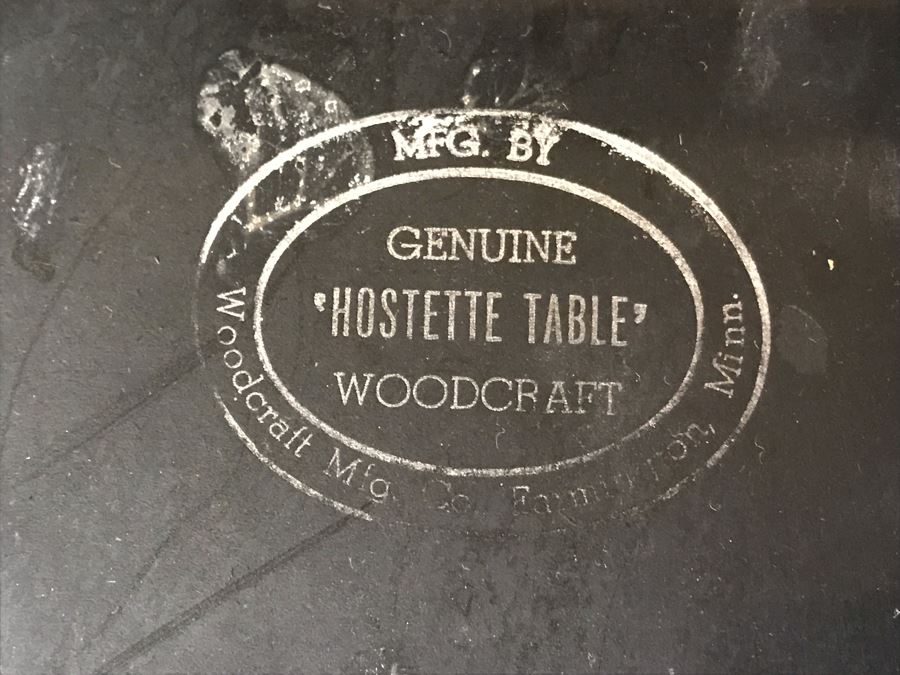 Set Of (4) Vintage Hostette Tables Genuine Woodcraft With Storage Caddy Folding [Photo 3]