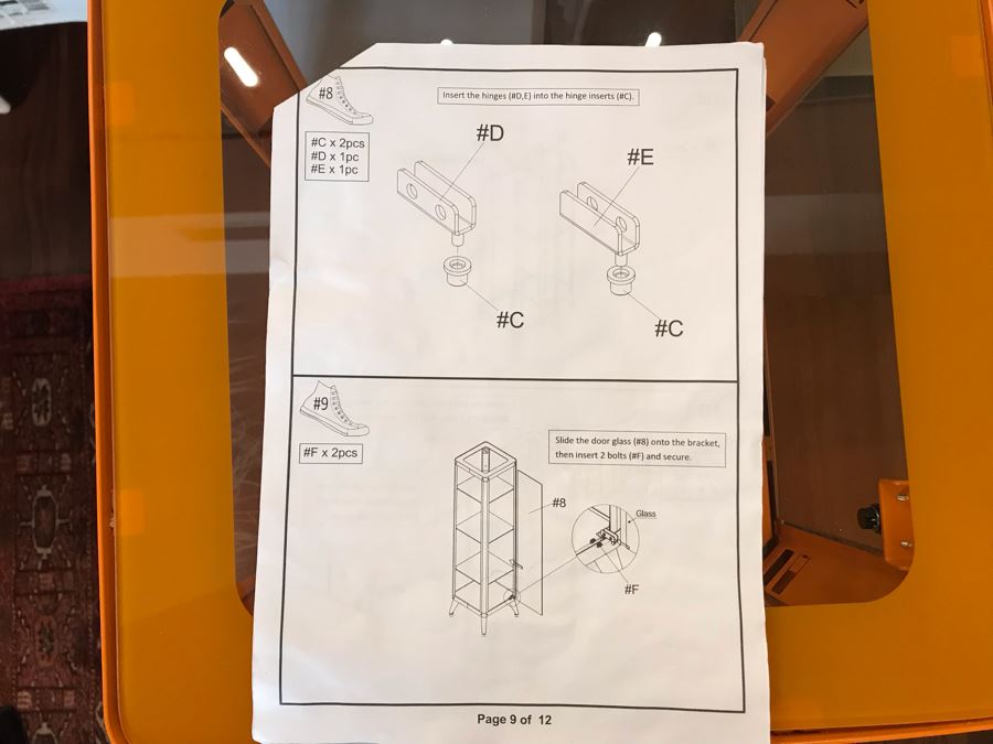 Painted Orange Metal Display Cabinet With Front Glass Door [Photo 9]
