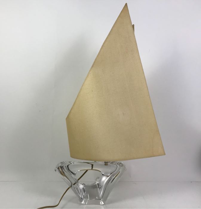 Rare DAUM France Signed Crystal Sailboat Lamp Estimate $1,800 [Photo 3]
