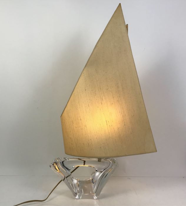 Rare DAUM France Signed Crystal Sailboat Lamp Estimate $1,800