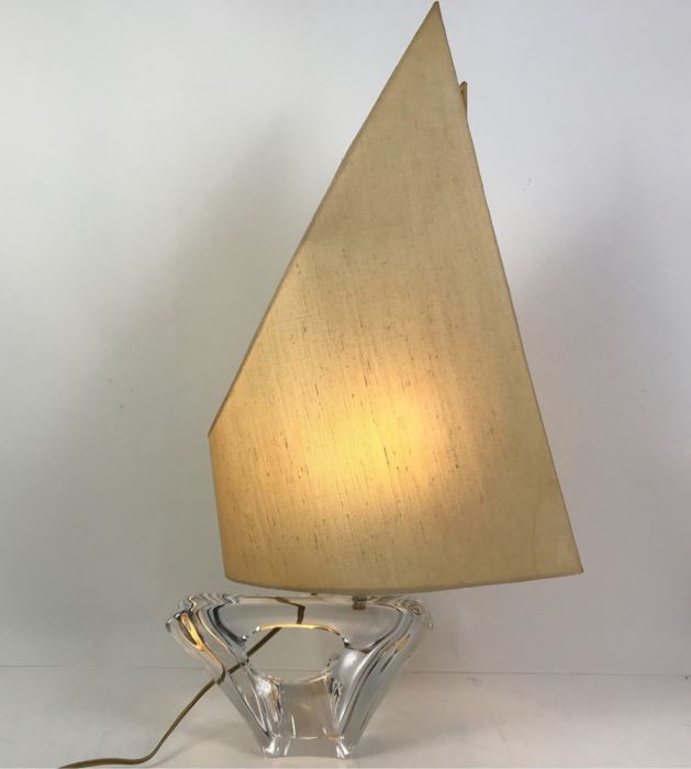 Rare DAUM France Signed Crystal Sailboat Lamp Estimate $1,800 [Photo 2]