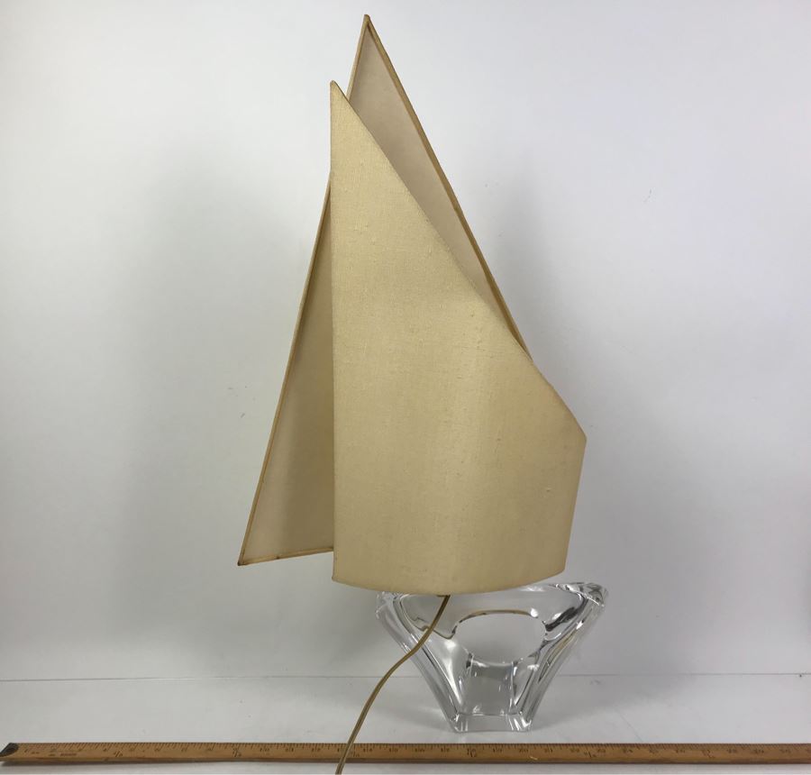 Rare DAUM France Signed Crystal Sailboat Lamp Estimate $1,800 [Photo 12]