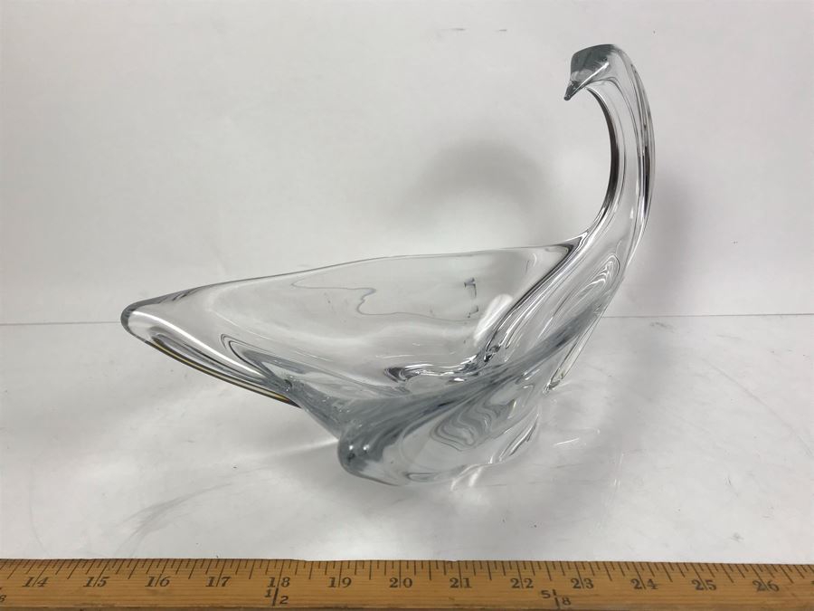 Rare Large Signed DAUM France Crystal Swan Bowl 16'W X 7'D X 9'H [Photo 16]