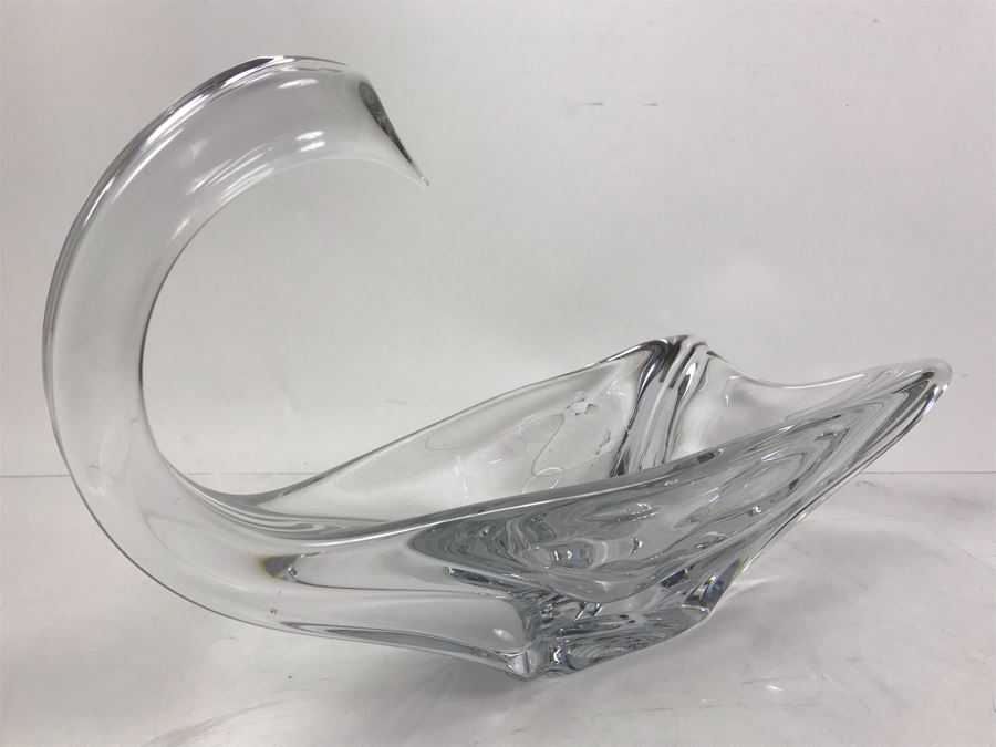 Rare Large Signed DAUM France Crystal Swan Bowl 16'W X 7'D X 9'H [Photo 10]