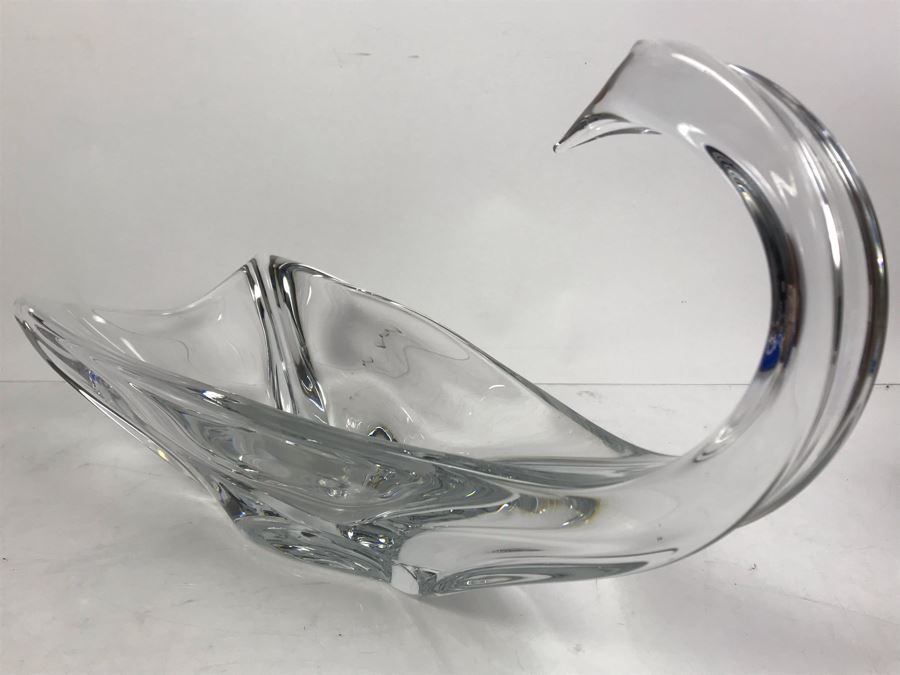 Rare Large Signed DAUM France Crystal Swan Bowl 16'W X 7'D X 9'H [Photo 12]