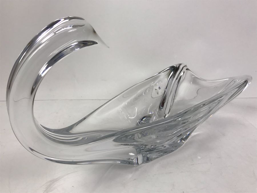 Rare Large Signed DAUM France Crystal Swan Bowl 16'W X 7'D X 9'H [Photo 11]