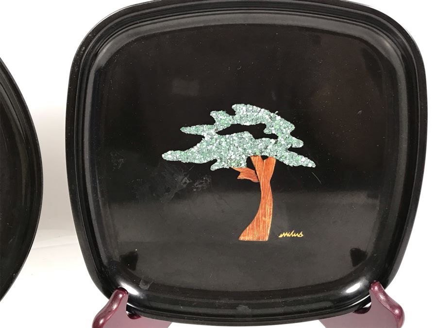 Pair Of Couroc Of Monterey, CA Hand Inlaid Serving Pieces [Photo 4]