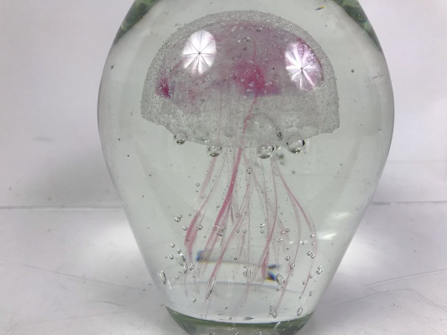 Large Art Glass Jellyfish Paperweight 6'H [Photo 3]