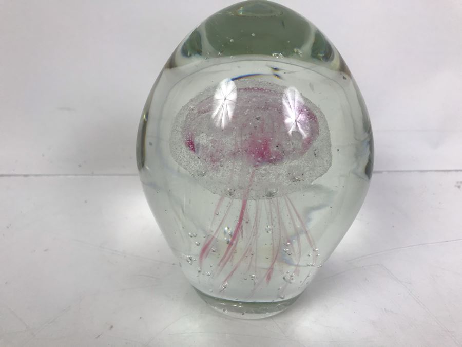 Large Art Glass Jellyfish Paperweight 6'H [Photo 2]