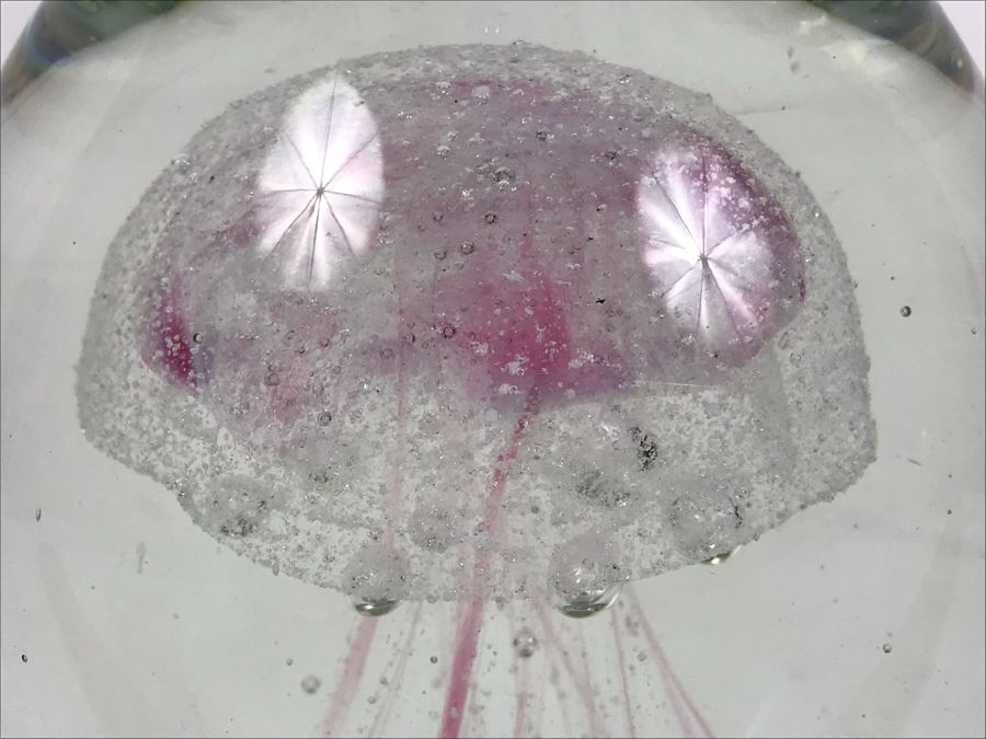 Large Art Glass Jellyfish Paperweight 6'H [Photo 6]
