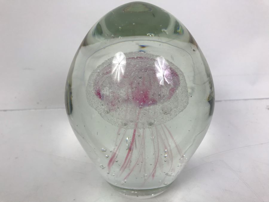 Large Art Glass Jellyfish Paperweight 6'H [Photo 7]