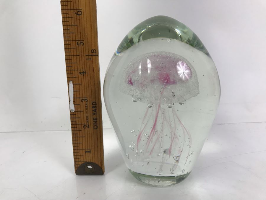Large Art Glass Jellyfish Paperweight 6'H [Photo 8]